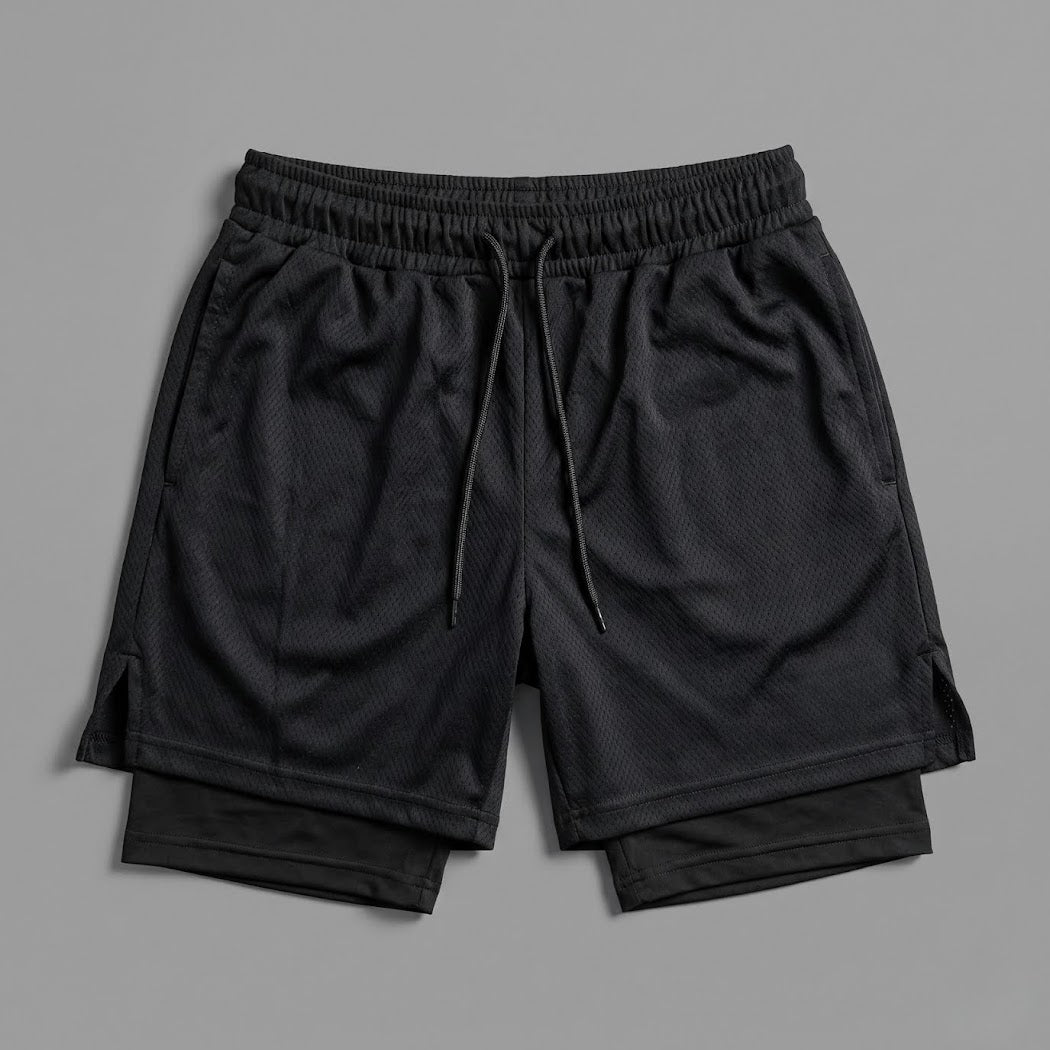 Kit Esportivo Premium Masculino Camiseta + Short 2 em 1 | Poliamida com Elastano