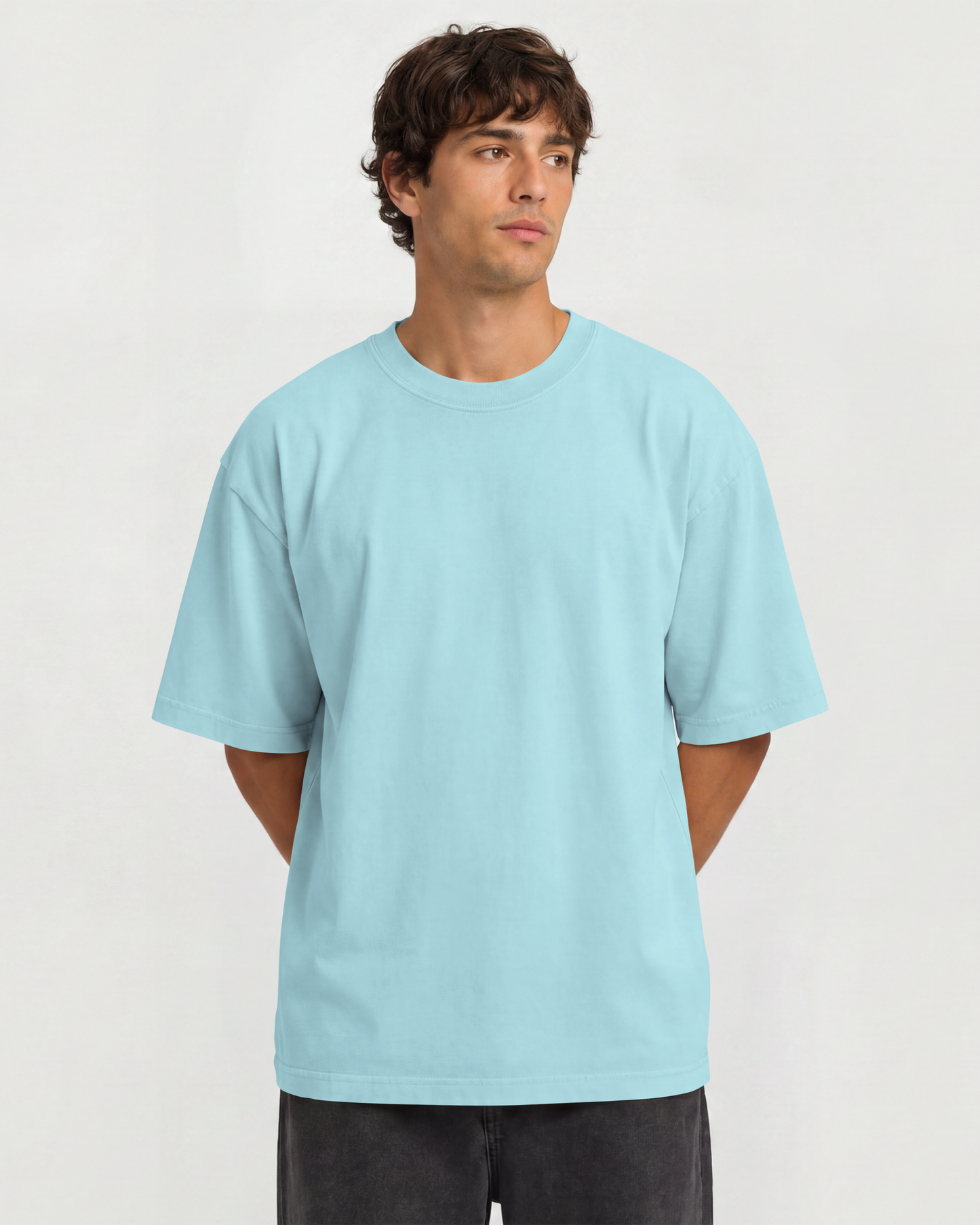 Camiseta Oversized Heavy Suedine Premium Azul Pastél
