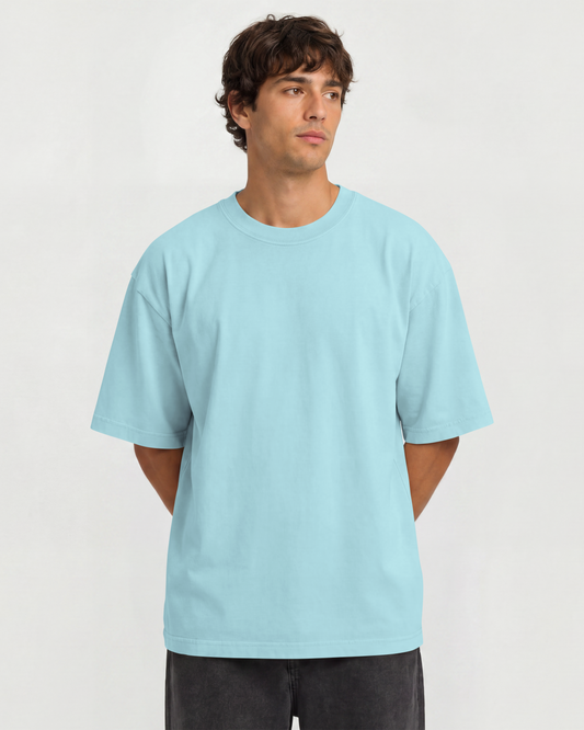 Camiseta Oversized Heavy Suedine Premium Azul Pastél