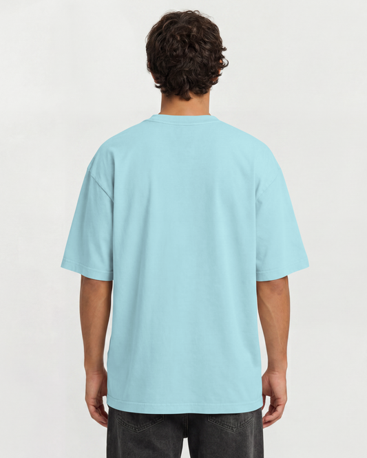 Camiseta Oversized Heavy Suedine Premium Azul Pastél