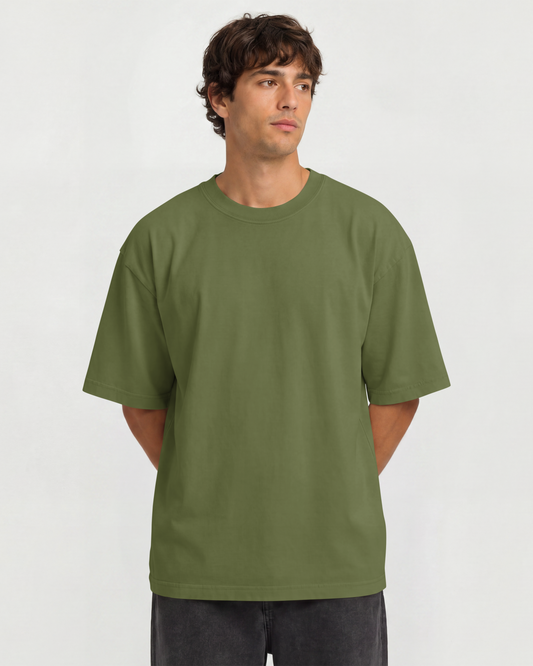 Camiseta Oversized Heavy Suedine Premium Verde Musgo