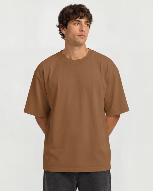 Camiseta Oversized Heavy Suedine Premium Marrom