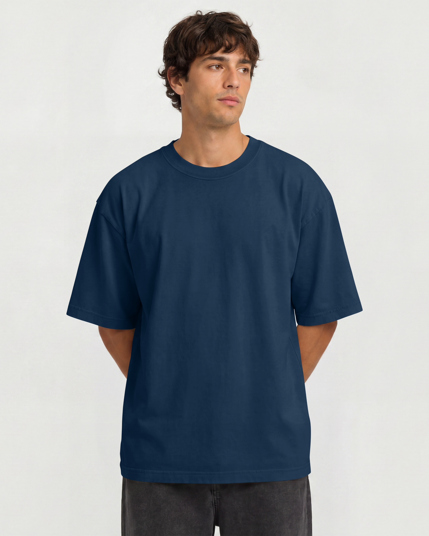 Camiseta Oversized Heavy Suedine Premium Azul Escuro