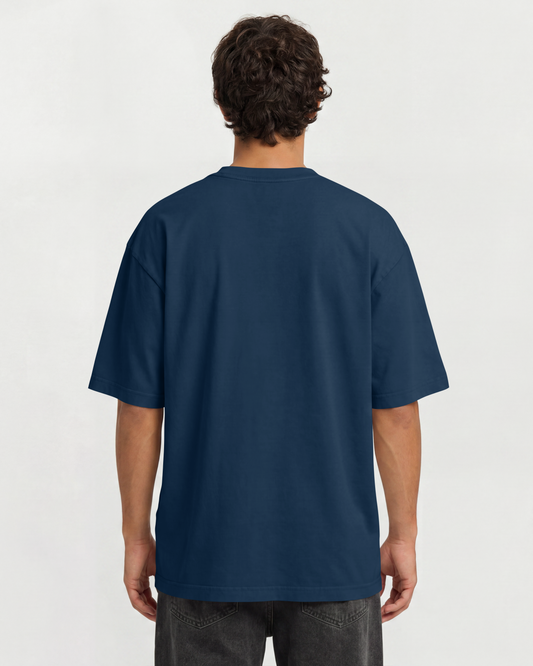 Camiseta Oversized Heavy Suedine Premium Azul Escuro