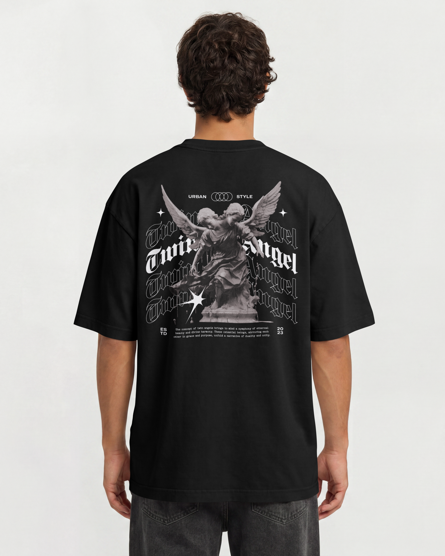 Camiseta Oversized Angel Urban Streetwear Overpixel